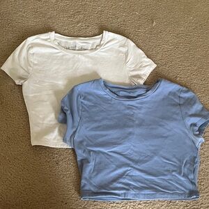 Bundle! White and Blue cropped tees